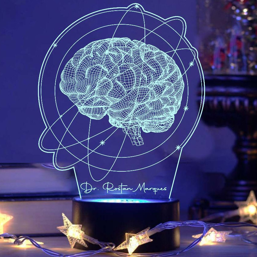 Luminária Cérebro, Neurologista 7 cores RGB 3D Decoração, Psicologia, Médico, Personalizado