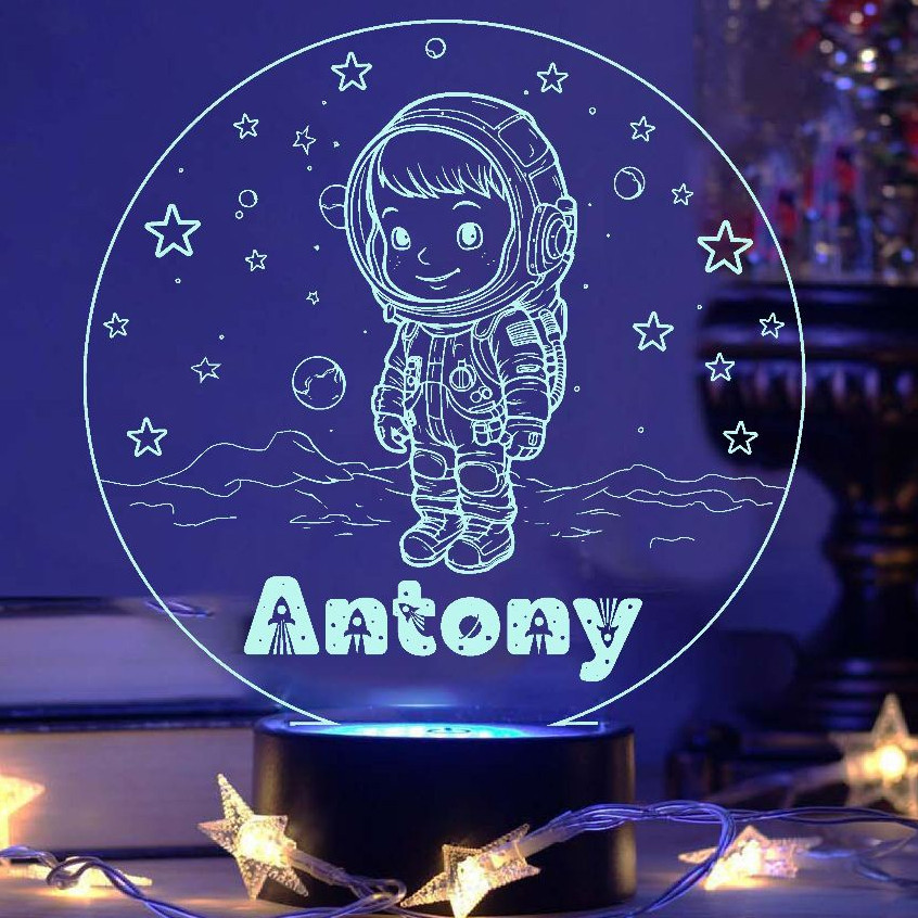 Luminária Astronauta 7 cores RGB 3D Bebê Nascimento Maternidade Personalizado, Decoração, Criança