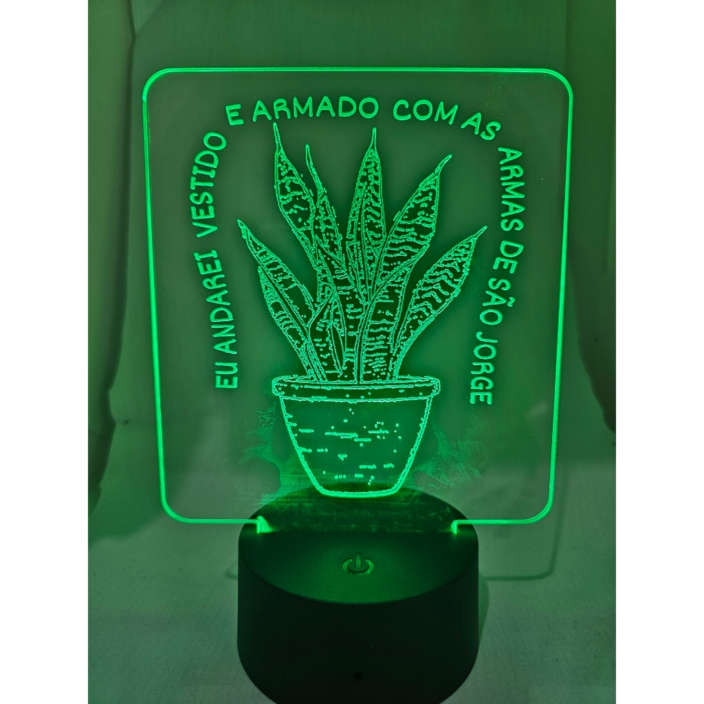 Luminária Led Abajur 3D Espada de São Jorge com controle RGB Presente e Decoração