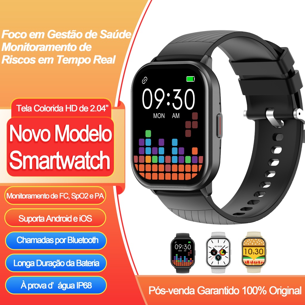 Smartwatch H01 Unissex | Chamadas Bluetooth | Tela 2.04