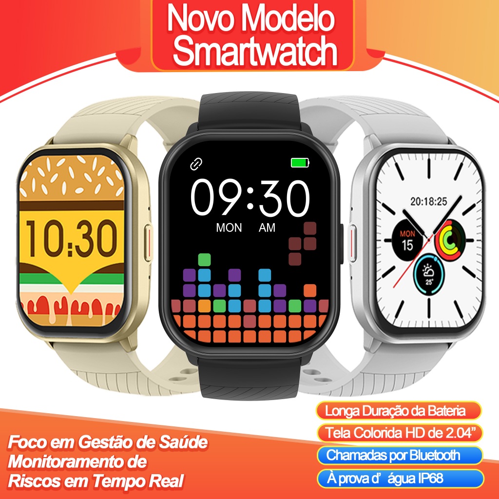 Smartwatch H01 | Chamadas Bluetooth | Tela 2.04