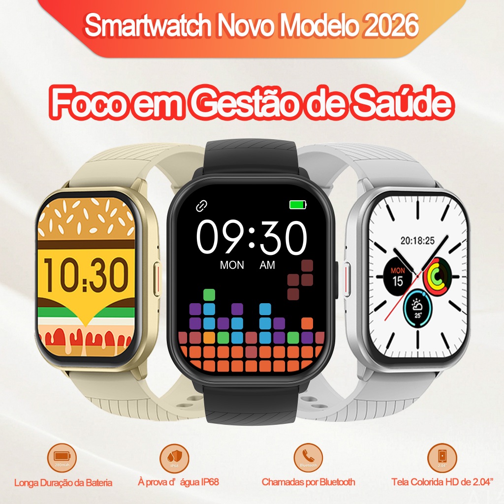 Smartwatch HQ1 Chamadas Bluetooth Tela 2.04