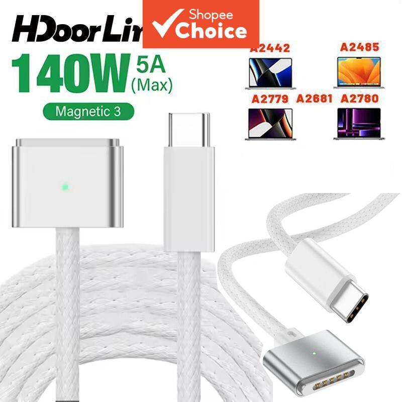 Cabo Adaptador Tipo-C para Magnético 3, Cabo de Carregamento Rápido PD140W Para MacBook Air Pro 14 16 A2442 A2485