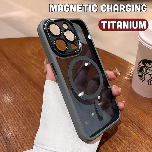 Capa Magnética Fosca em Acrílico para Smartphone – Compatível com Carregamento Sem Fio, Proteção Anti-Impacto