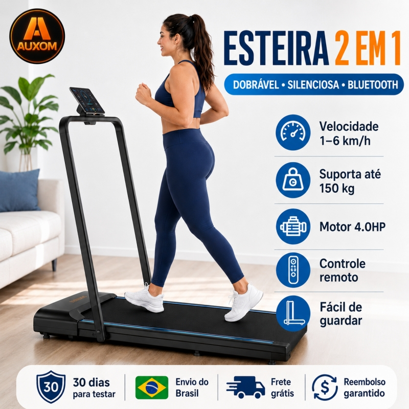 4.0HP Household Electric Treadmill Foldable Silent Bluetooth 6km/h Supports 150kg AUXOM