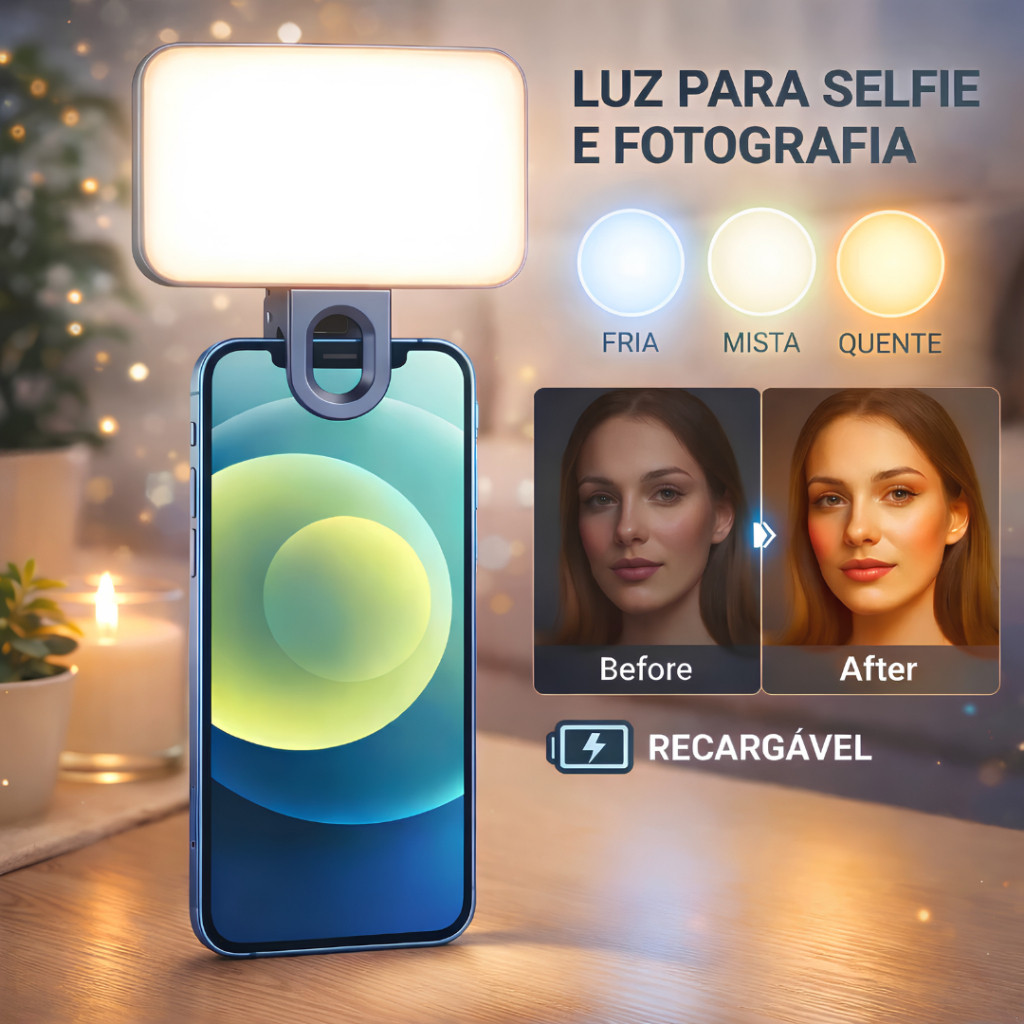Luz de Preenchimento Magnética Oberon OR-PL13 Smart Dupla Face 136 LEDs
