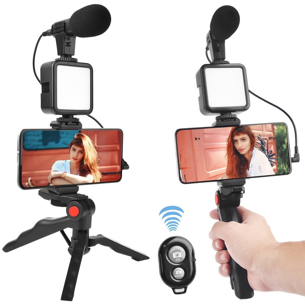 Kit Vlog Blogueira para Smartphone Luz de Vídeo LED