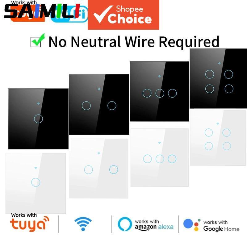 Luz De Preenchimento LED Saimili WiFi Woke Com Tuya Smart Touch Light Interruptor Da Ue Interruptores Remotos Sem Fio Ne
