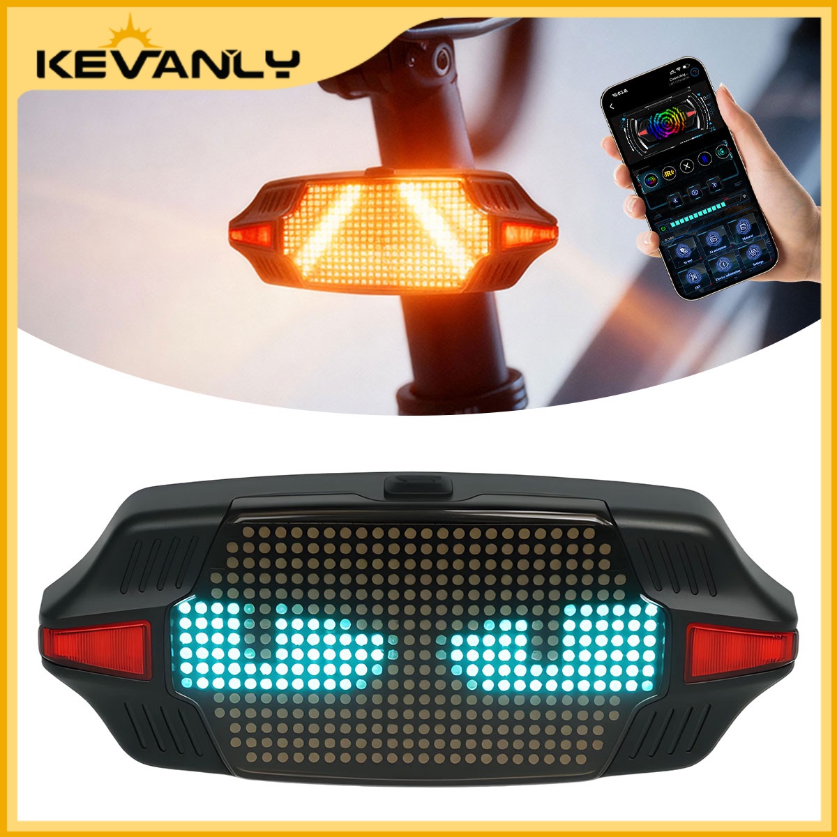 Kevanly 2pcs BLUETOOTH App Control Smart Bike LED Light Brake Sensing Lâmpada De Advertência Traseira Para Bicicleta Mot