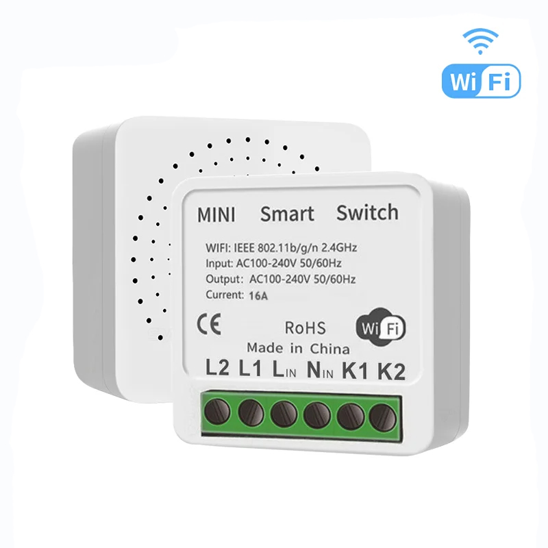 Interruptor Inteligente Axus Funciona Com Tuya Switch 16A Mini DIY LED Light Support Smart Life APP Google Home