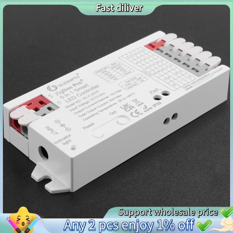 Controlador LED ZigBee 3.0 5 Em 1 Dimmer 12V 24V 20A RGB/RGBW/RGBCCT/CCT Strip Light Tuya Smart APP , Fácil De Usar Fino