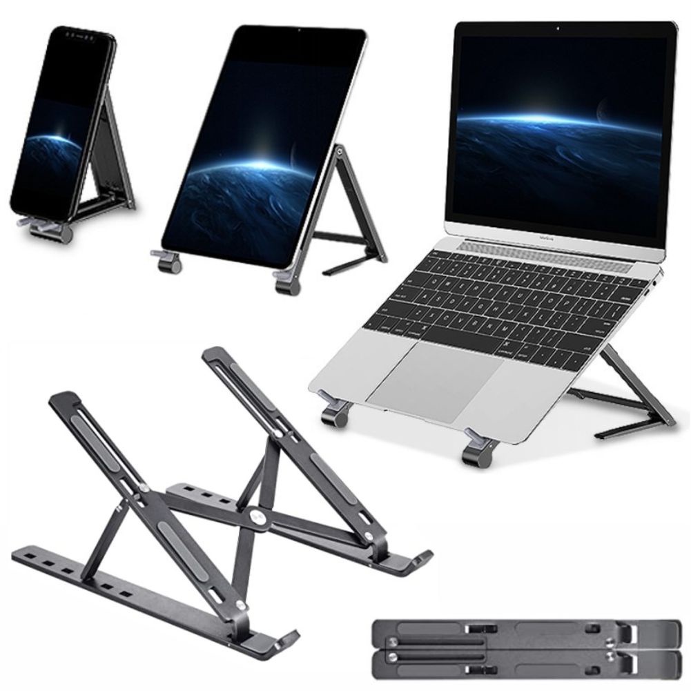 Suporte Base Apoio Articulado Ajustavel Ergonomico 3 em 1 Notebook Smartphone Tablet Celular Netbook  Laptop