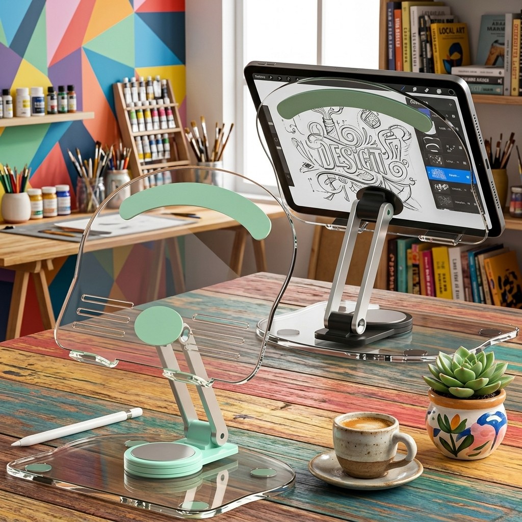Suporte De Mesa Para Tablet E Smartphone Giratório 360 Ergonômico Ajuste De Altura E Ângulo Dobrável Universal