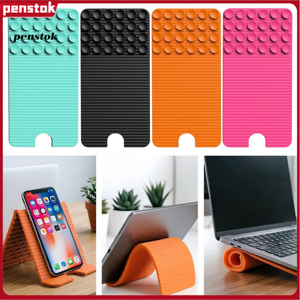 Foldable Smartphone Stand Cell Phone for Desk Silicone with Suction Cups – Flexible Holder for Tablet Laptop Selfie Tr
