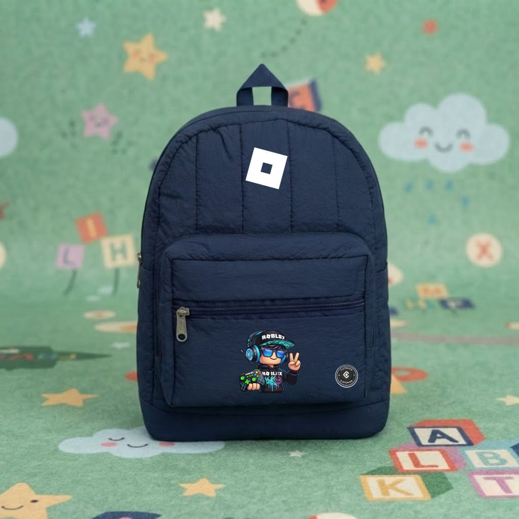 Catenzo-CUT 051 Mochila Escolar Crinckle Para Crianças Do Jardim De Infância E Pré-Roblox Gaming Image Luz Azul Marinho