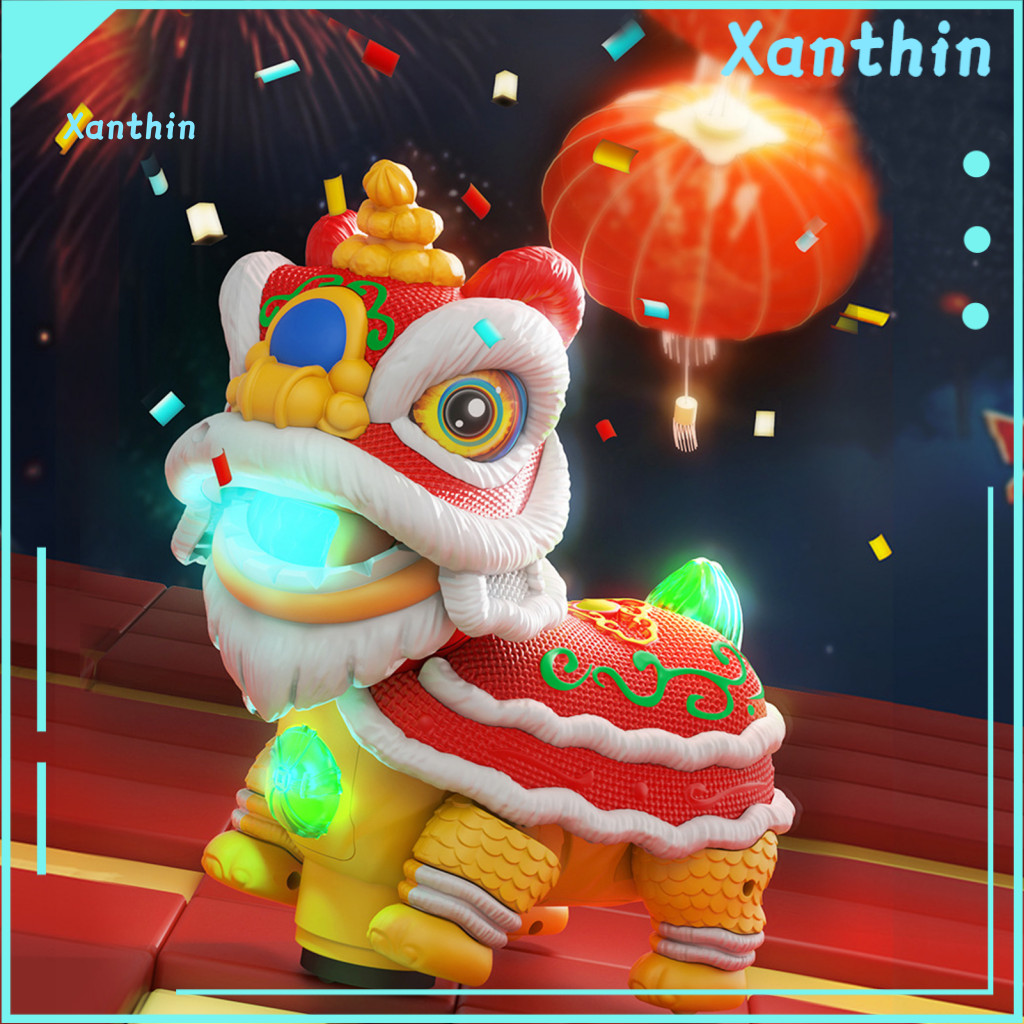 Simulation Lion Dance Toy Kids Electric with Led Lights Music Walking Shaking Head – Fun Chinese New Year Decoration f