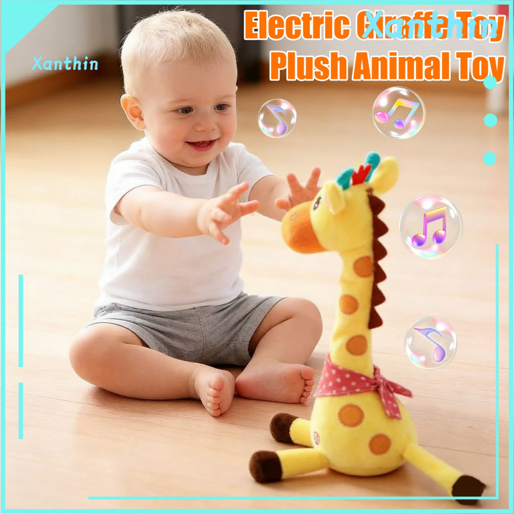Kids Toy Electric Giraffe Dancing with Led Lights – Singing and Repeating Plush Musical Stuffed for Babies Talking
