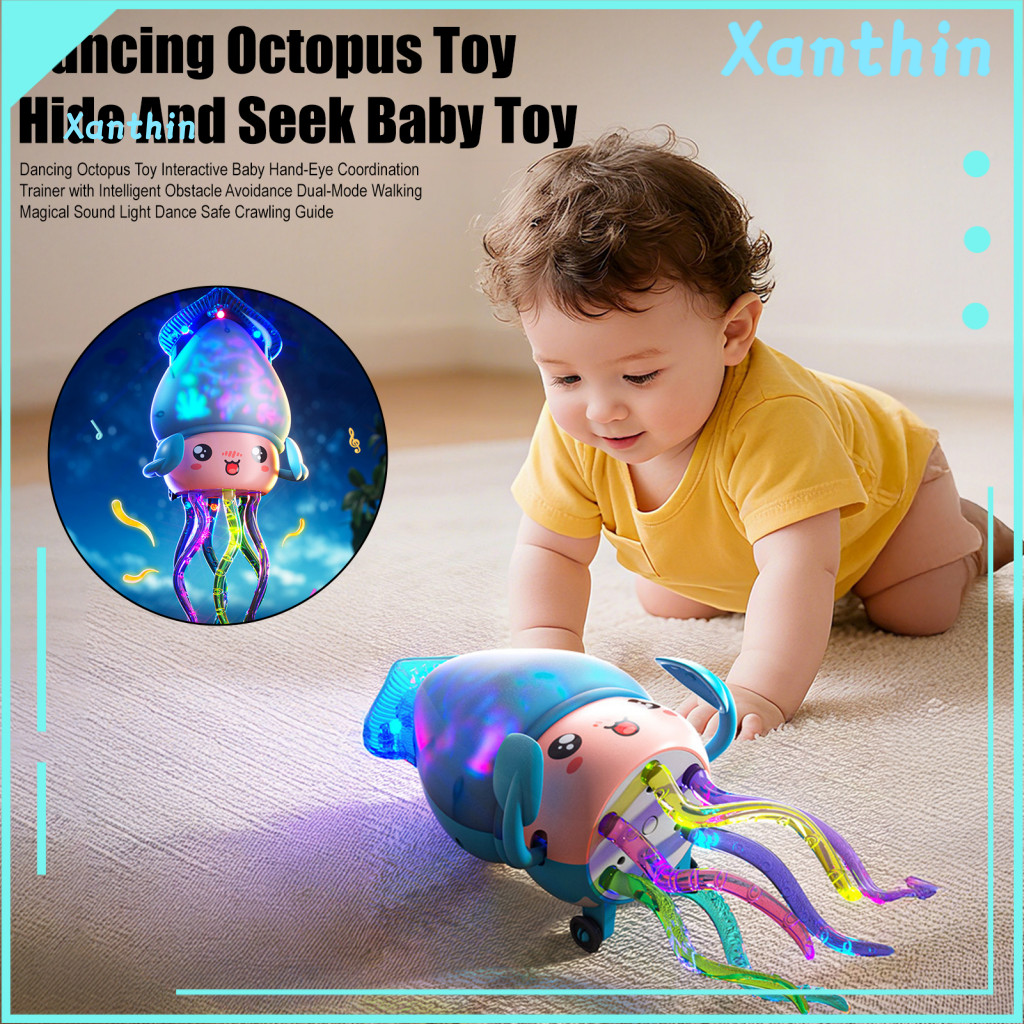 Cartoon Octopus Toy Electric Dancing with Led Lights and Music – Obstacle Avoidance Sea for Toddlers Boys Girls Fun Ed