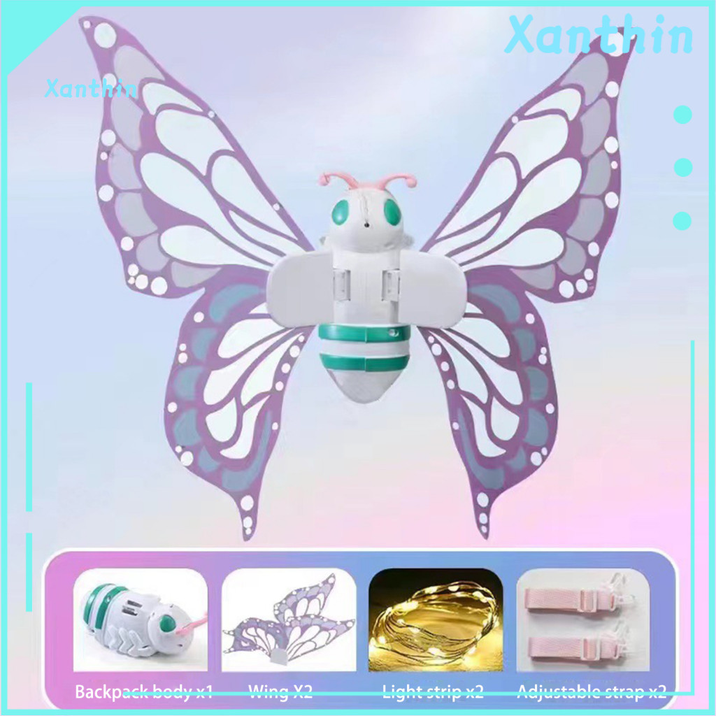 Durable Butterfly Wings Glowing Fairy Electric with Led Lights and Music Lightweight Flapping Elf for Kids for Costume