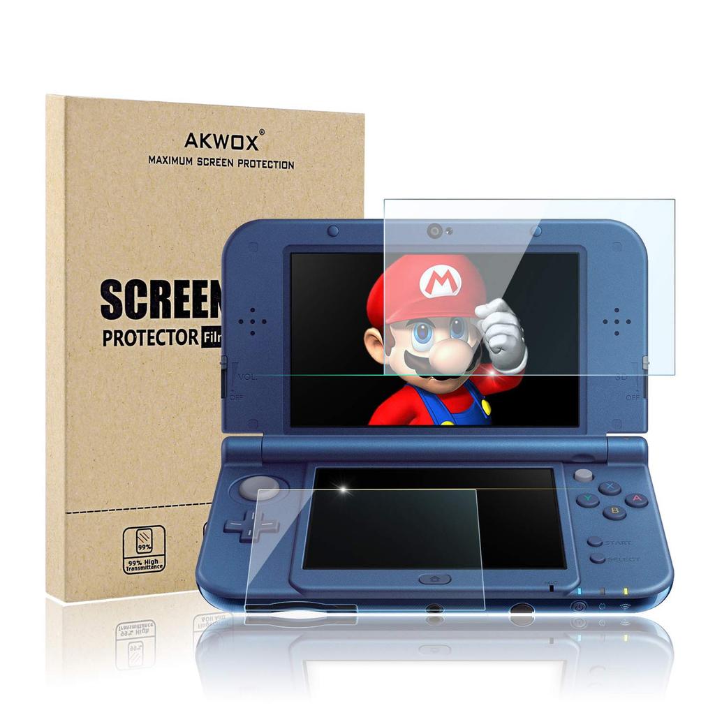 AKWOX (Pacote com 4) Protetor de Tela para Nintendo 3DS XL, Filtro Protetor de Tela PET Cristalino HD para Nintendo 3DS