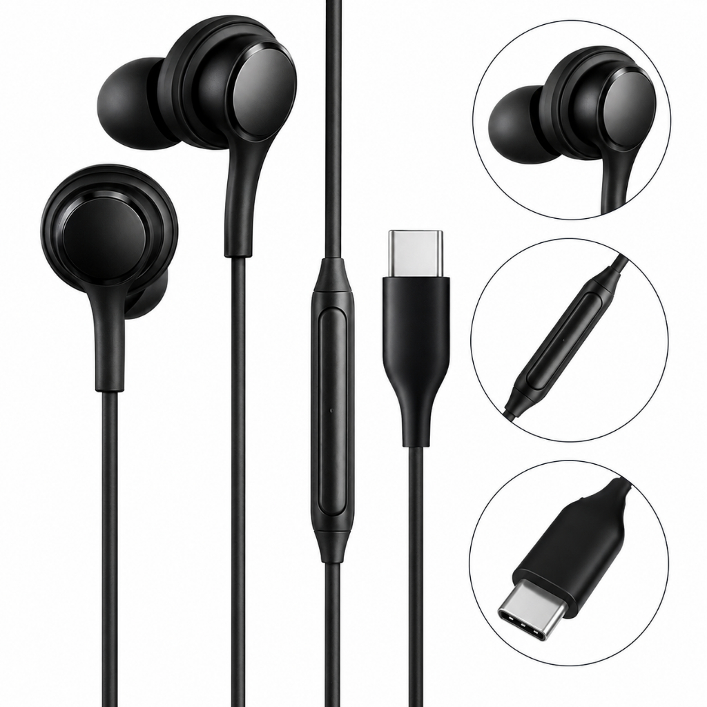 Fone de Ouvido USB-C com fio Som Estéreo Microfone Original Lehmox