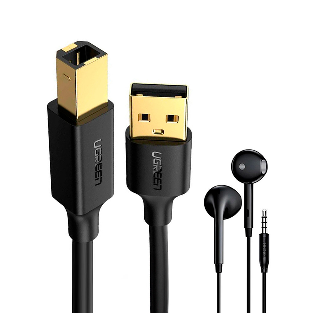 Ugreen Cabo Impressora Usb 2.0 Tipo A/B 3Metro + Fone Ouvido (K-3760-5886)