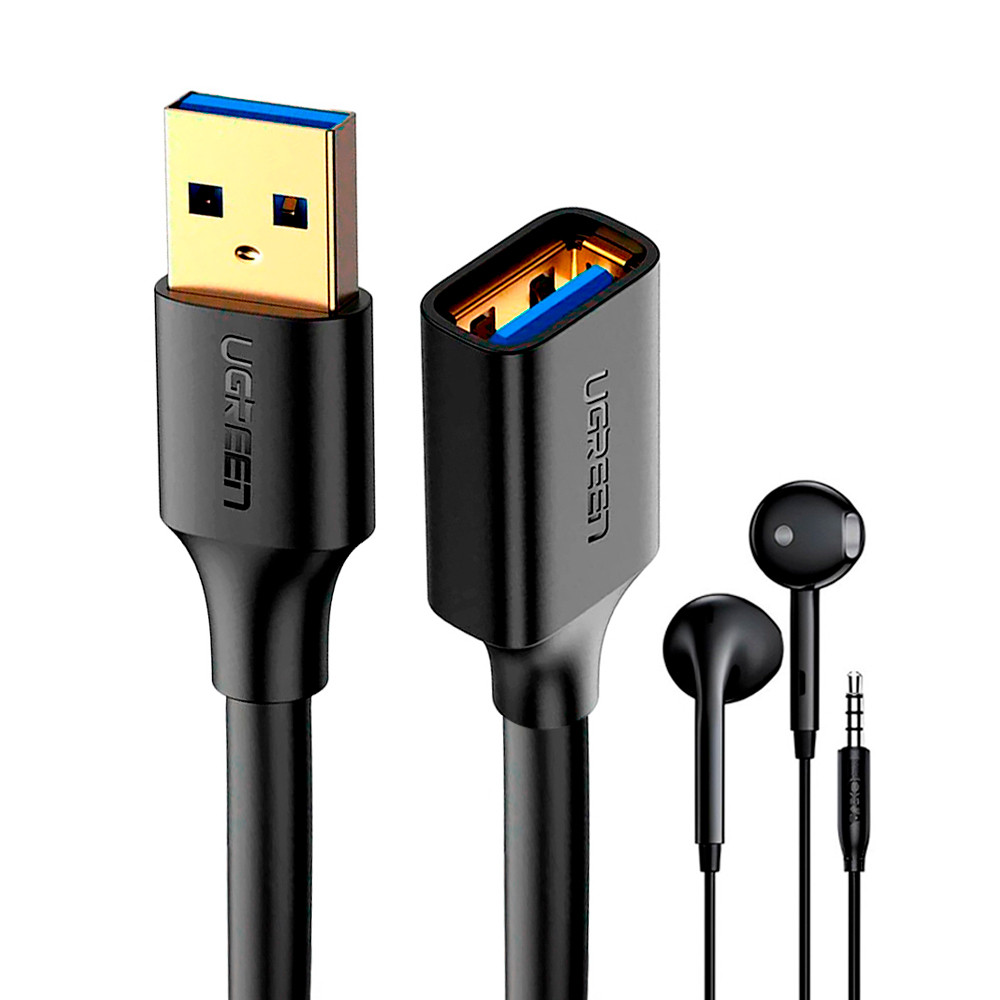 Ugreen Cabo Extensor Usb 3.0 Macho Fêmea 1.5M + Fone Ouvido (K-4300-5886)
