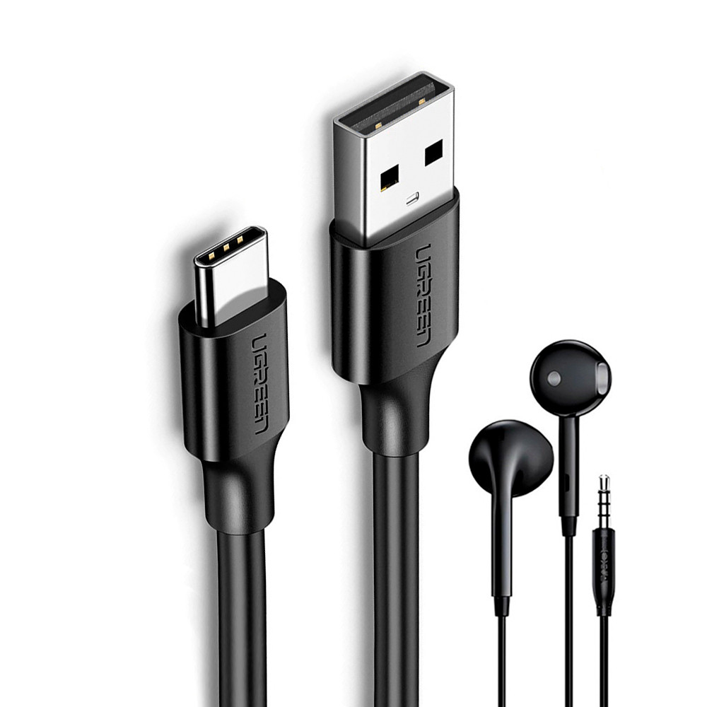 Ugreen Cabo Usb 2.0 p/Usb Tipo C 1M Preto + Fone Ouvido (K-3081-5886)