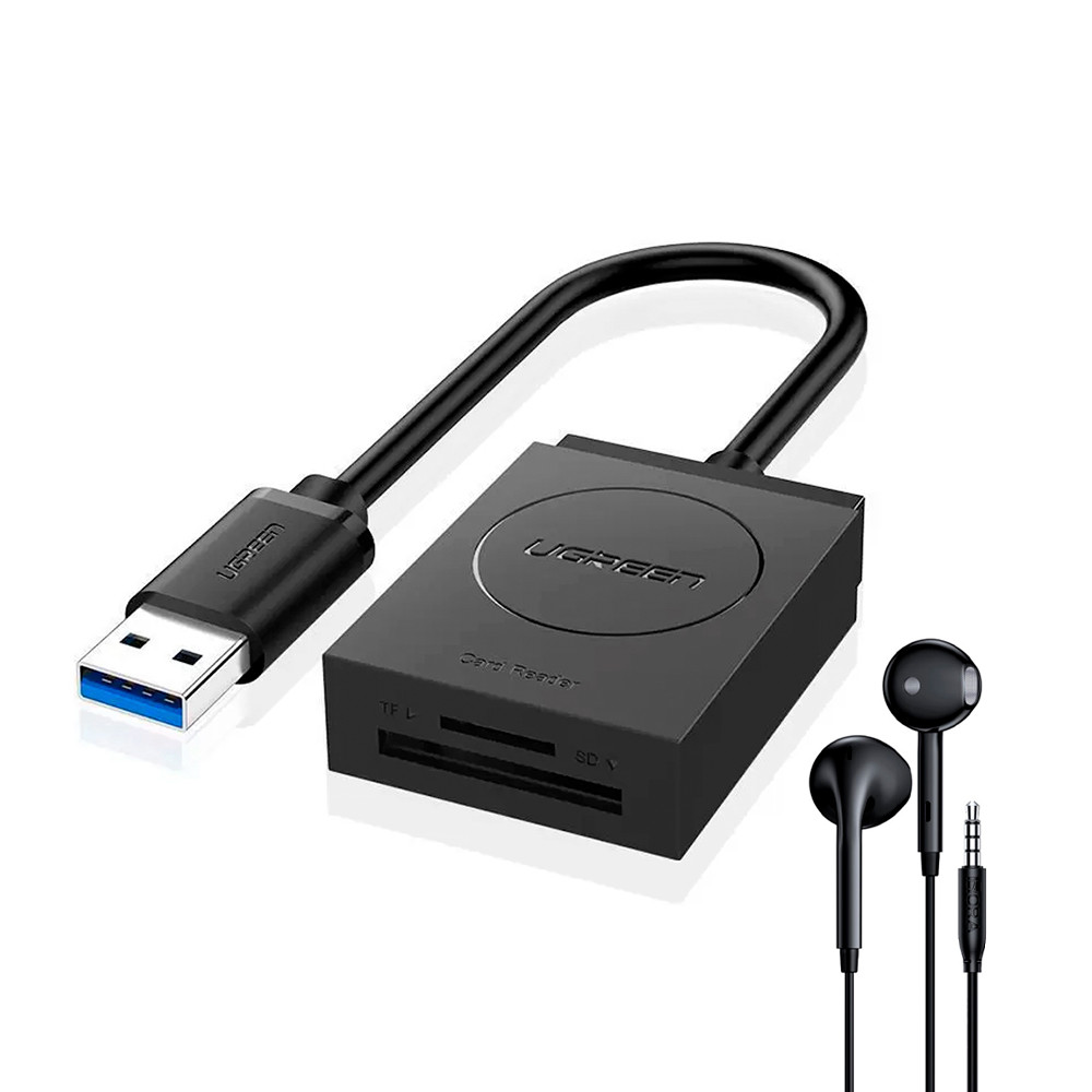 Ugreen Adaptador Usb 3.0 p/Micro Sd e SD Preto + Fone Ouvido (K-2827-5886)