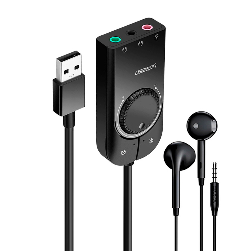 Ugreen Adaptador Áudio 3 em 1 p/Usb 2.0 15cm + Fone Ouvido (K-3678-5886)