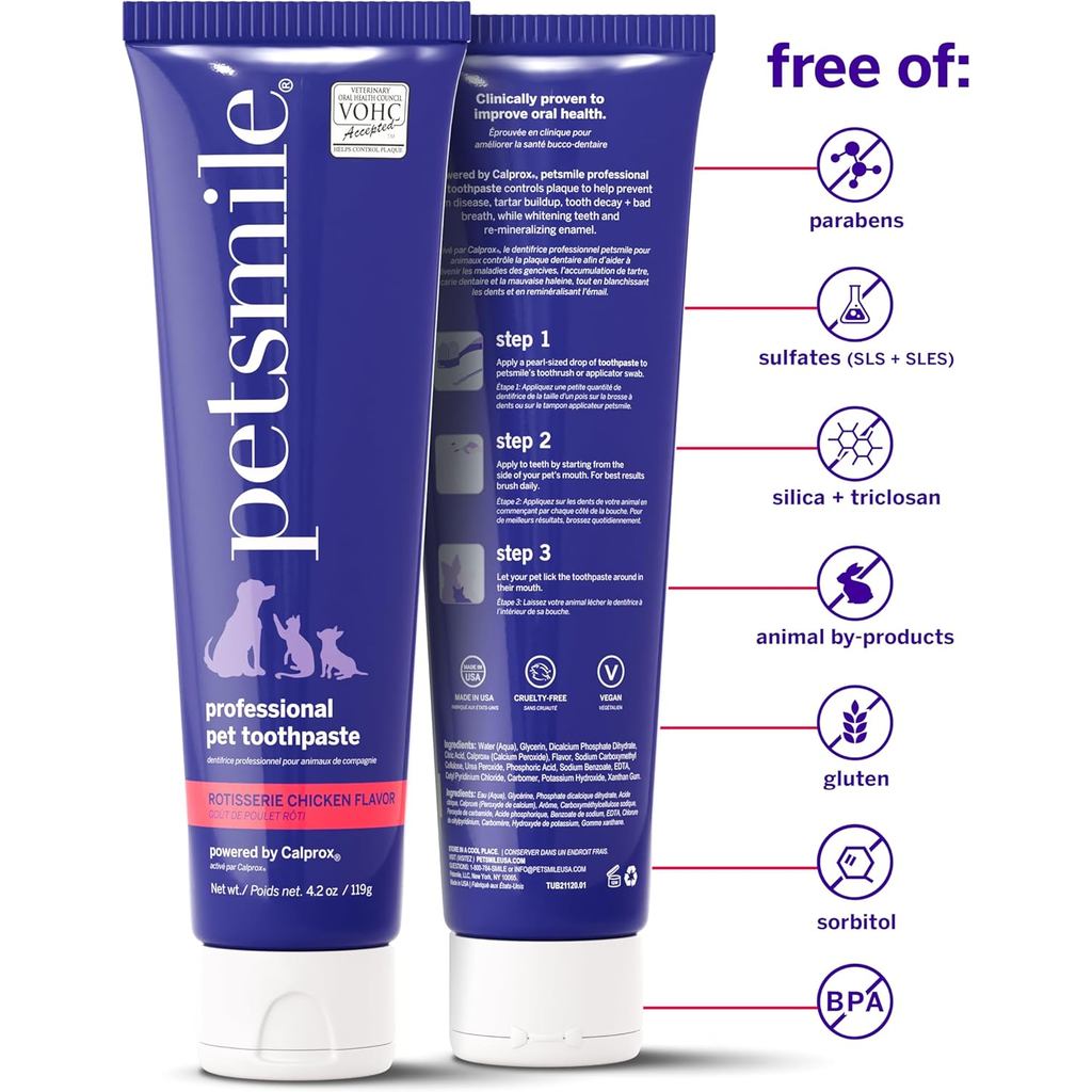 Petsmile Professional Pet Toothpaste Kit - - Control Plaque, Tartar & Bad Breath -VOHC Accepted Toothpaste - Teeth Clean