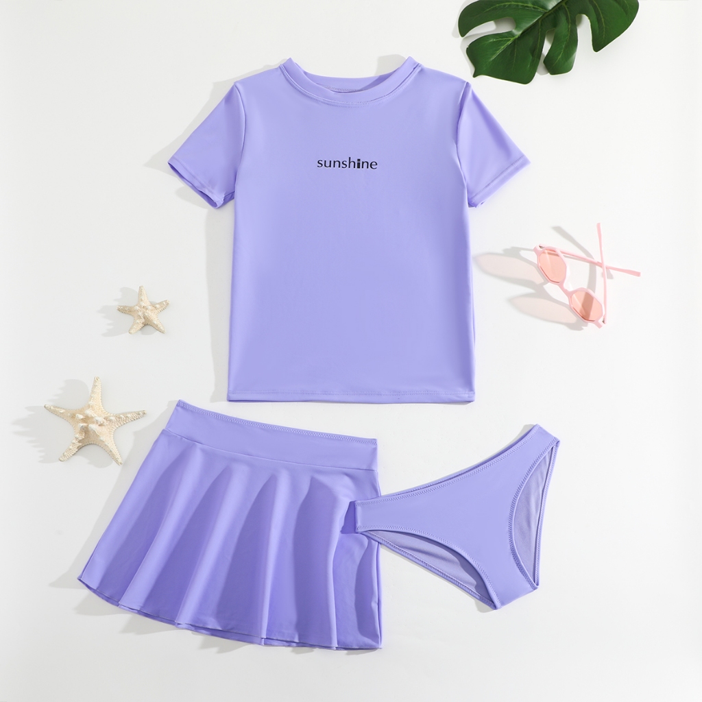 HT VEST Conjunto de 3 Peças de Praia Juvenil Feminino com Saia e Camisa - J3010