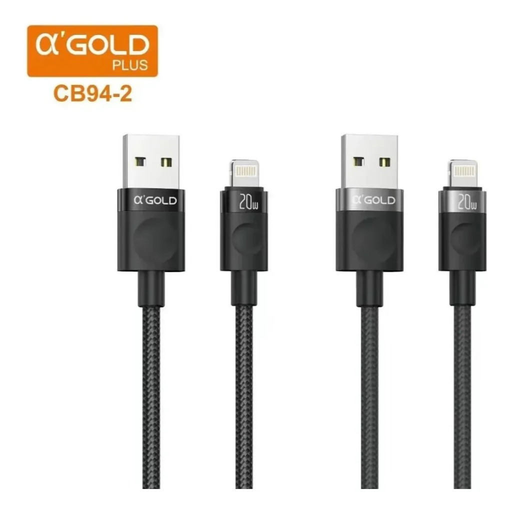 20W Lightning Cable for iPhone Fast Cell Phone Charging 1 Meter α'Gold Plus