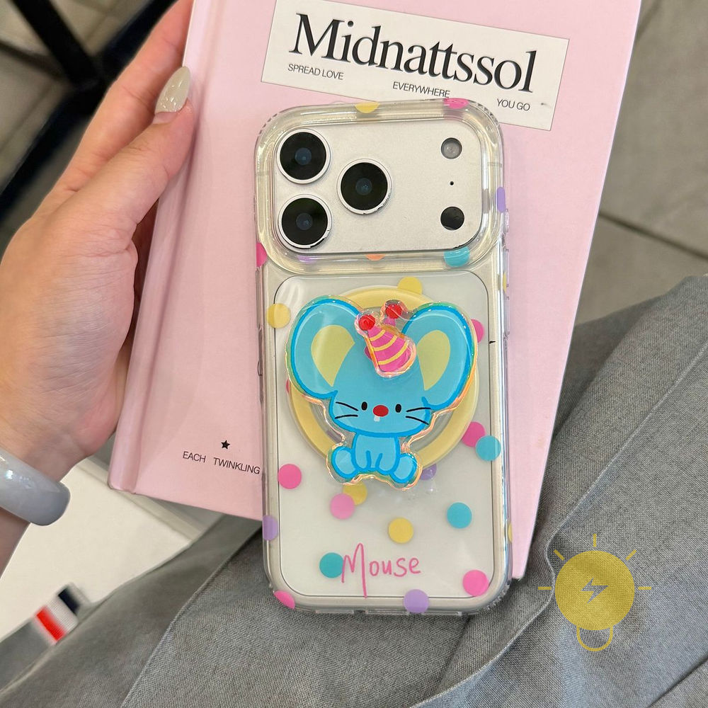 Capa Capinha Case For iPhone 18 Pro Max 17 16 15 Magnetic TPU Colorful Mouse Polka Dot
