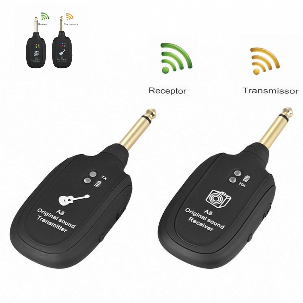 Transmissor Guitarra Violão Baixo Teclado Cabo P10 Sem Fio Wireless Uhf