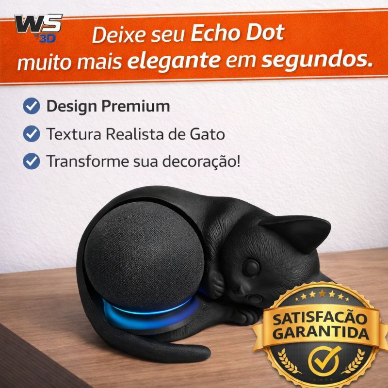 Suporte Alexa Gatinho para Echo Dot 4ª e 5ª Geração | Para Amantes de Gatos | Impressão 3D PLA Premium