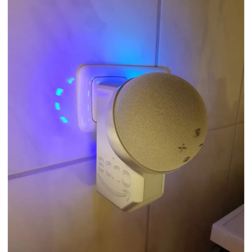 Suporte de Tomada para Alexa Echo Dot 4ª e 5ª | Instalação Sem Furo | Design Moderno e 3D Premium