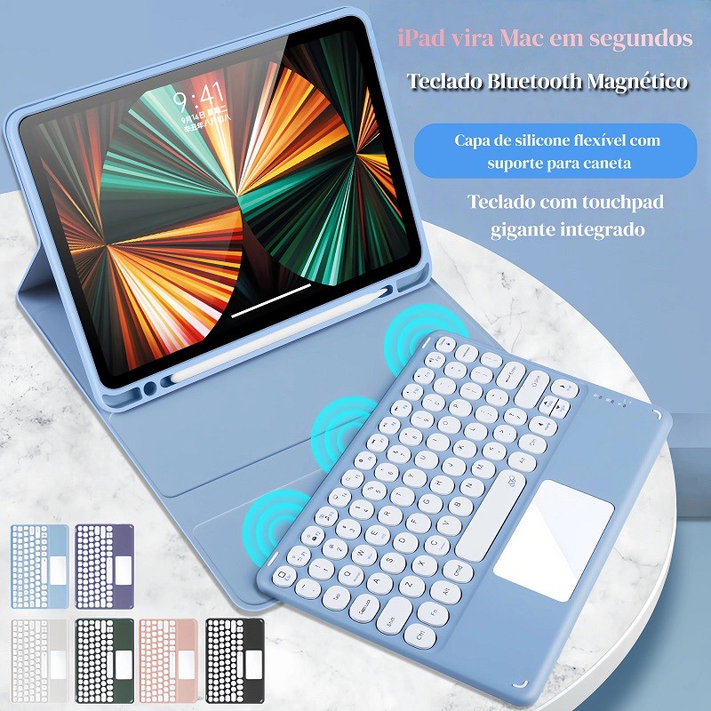 Capa De Teclado Touch pad Compatível com ipad Air 3/4/5.M2/M3 , Pro 11