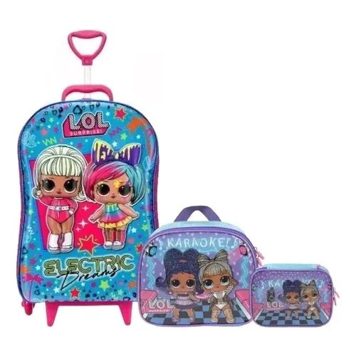 Kit Mochila Malinha Escolar Meninas Lol Electric Infantil