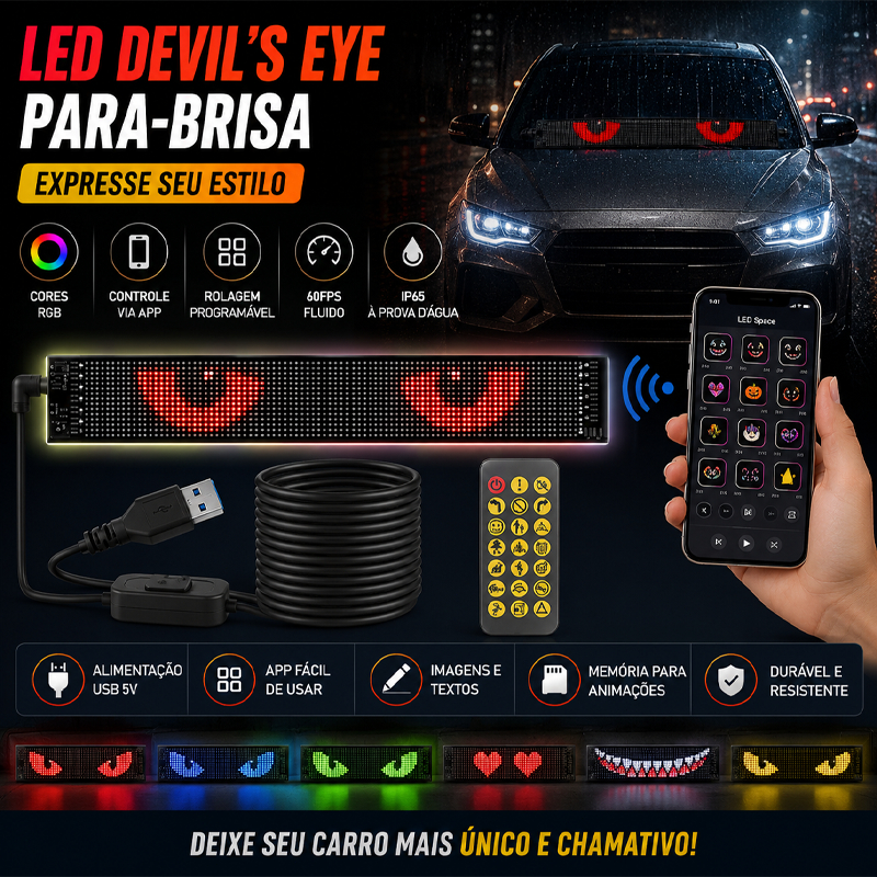 Led Panel Eyes With Led Display 59.5*12cm 2 PCS Olhos Programável Dinâmico Foldable Control Car Truck Shop Waterproof