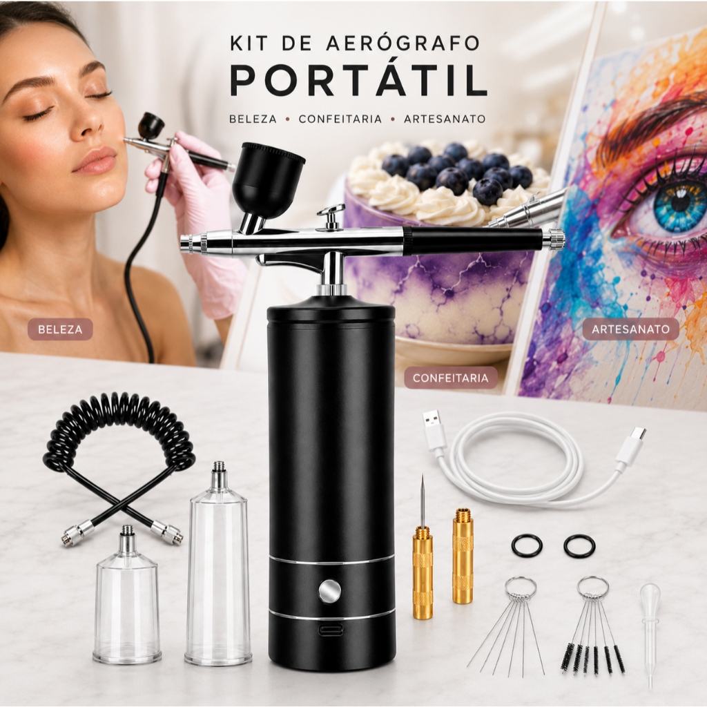STARMEGA Professional Rechargeable Airbrush Set Kit Mini Portable Cordless Compressor