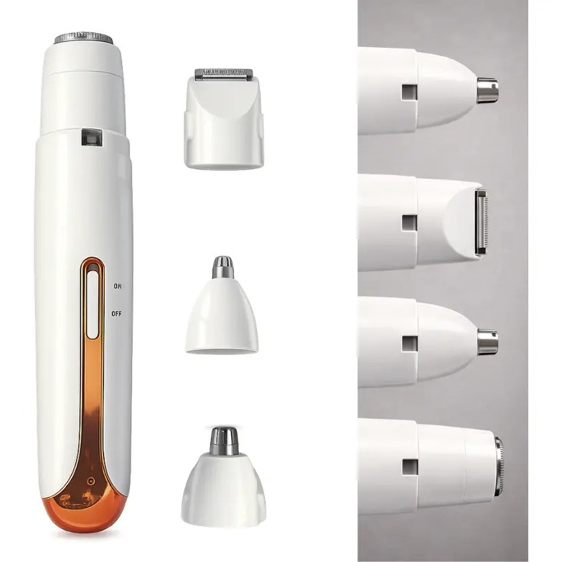 Women Facial Epilator USB Rechargeable Eyebrow Trimmer Upper Lip Nose Ear Portable Painless - Depilador 4 em 1 Feminino