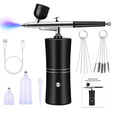 Portable Airbrush With Mini Compressor USB Rechargeable Battery Colorful Design Nails Cakes Barber