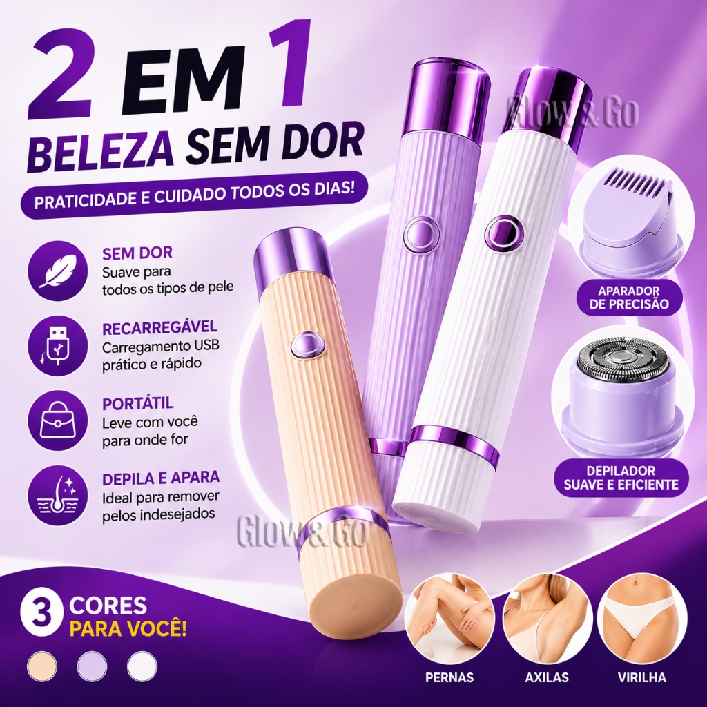 2-in-1 USB Rechargeable Facial Hair Remover for Women, Painless, Portable