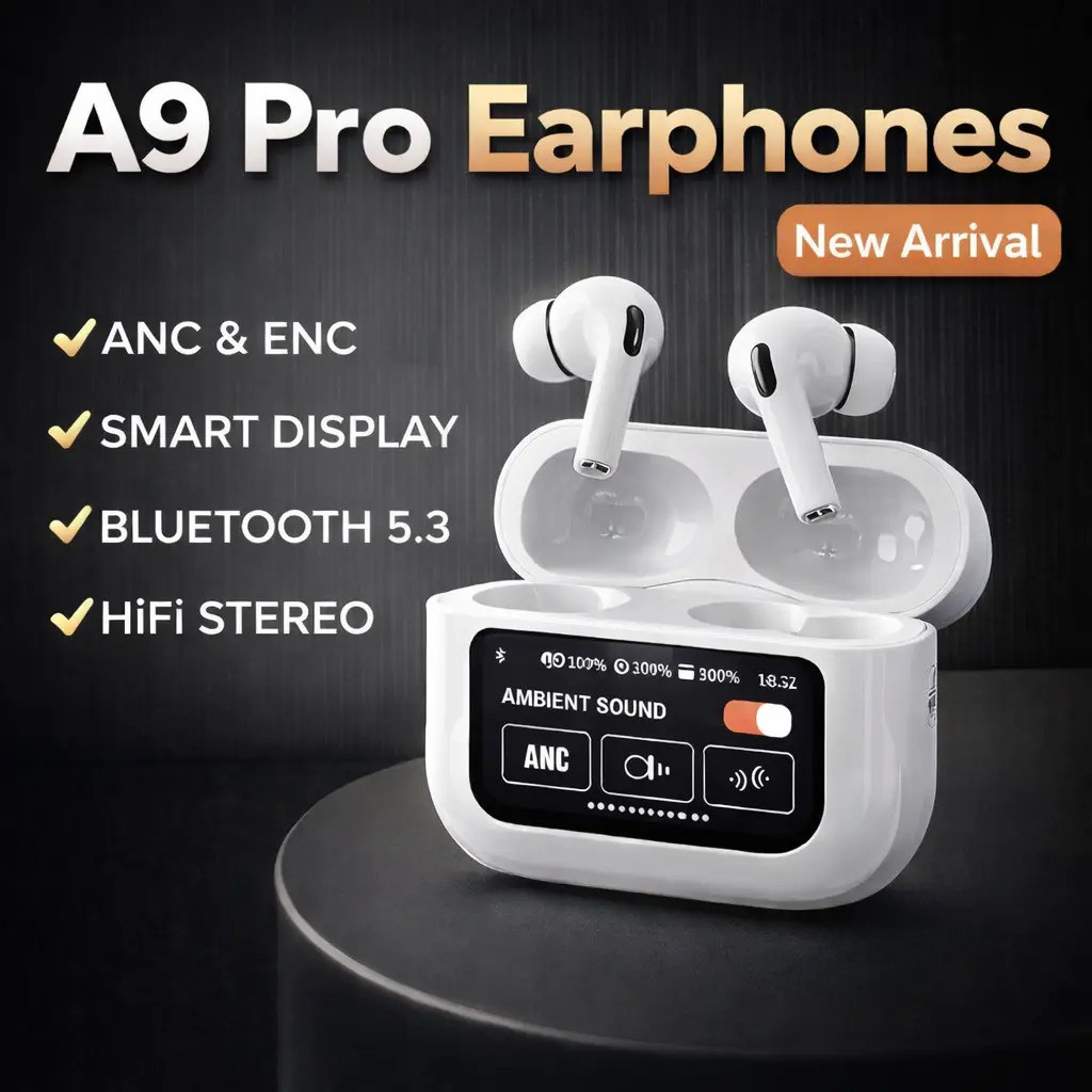A9 Pro TWS Touch Screen Wireless Bluetooth Headphones TWS in-Ear with Microphone Hifi Stereo Sports Waterproof Gaming He