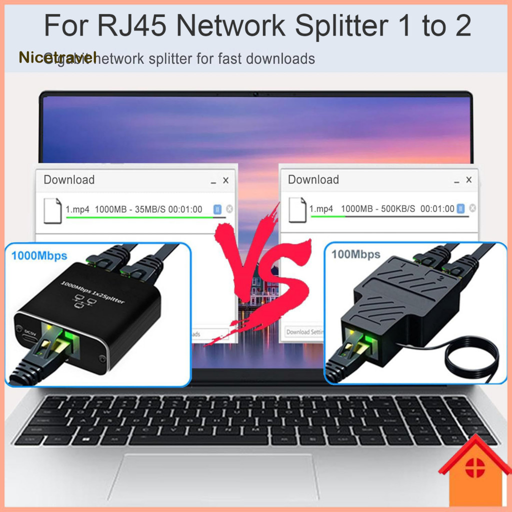 Ethernet Cable Splitter 1000mbps Rj45 High Speed Lan Usb Powered Plug and Play Compact Design for Home Office Network Sh