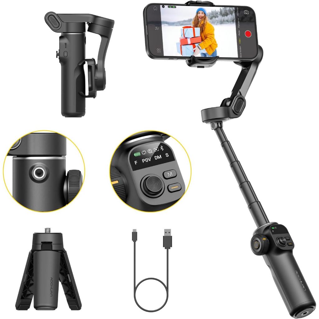Estabilizador Smart X2 Gimbal Portátil Aochuan Selfiestick Controle APP Sensor De Movimento Gimbal para Smartphone