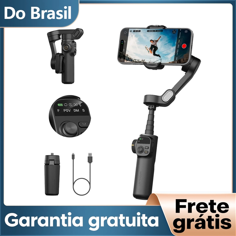 Estabilização de 3 Eixos Gimbal Portátil Aochuan X2 Selfiestick Smartphone Preto