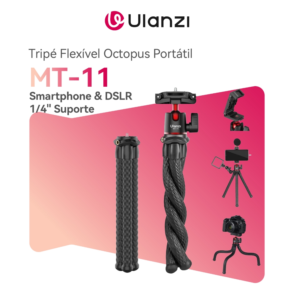 ULANZI MT-11 Tripé Flexível Octopus 360° Dobrável Portátil Para Smartphone E DSLR 1/4