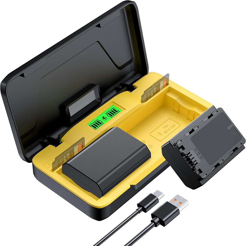 NP-FZ100 20W Dual Battery Storage Fast Charger with LCD Display, Suitable for Sony,  A7R V, A7R IV